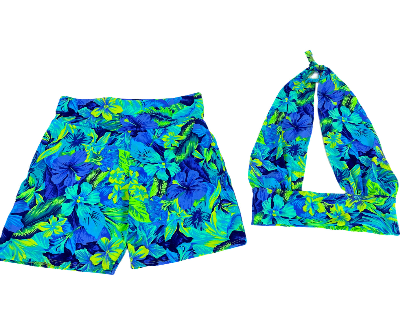 LARGE- Green Neon Summer Shorts 6 inseam / MEDIUM- Selena Top