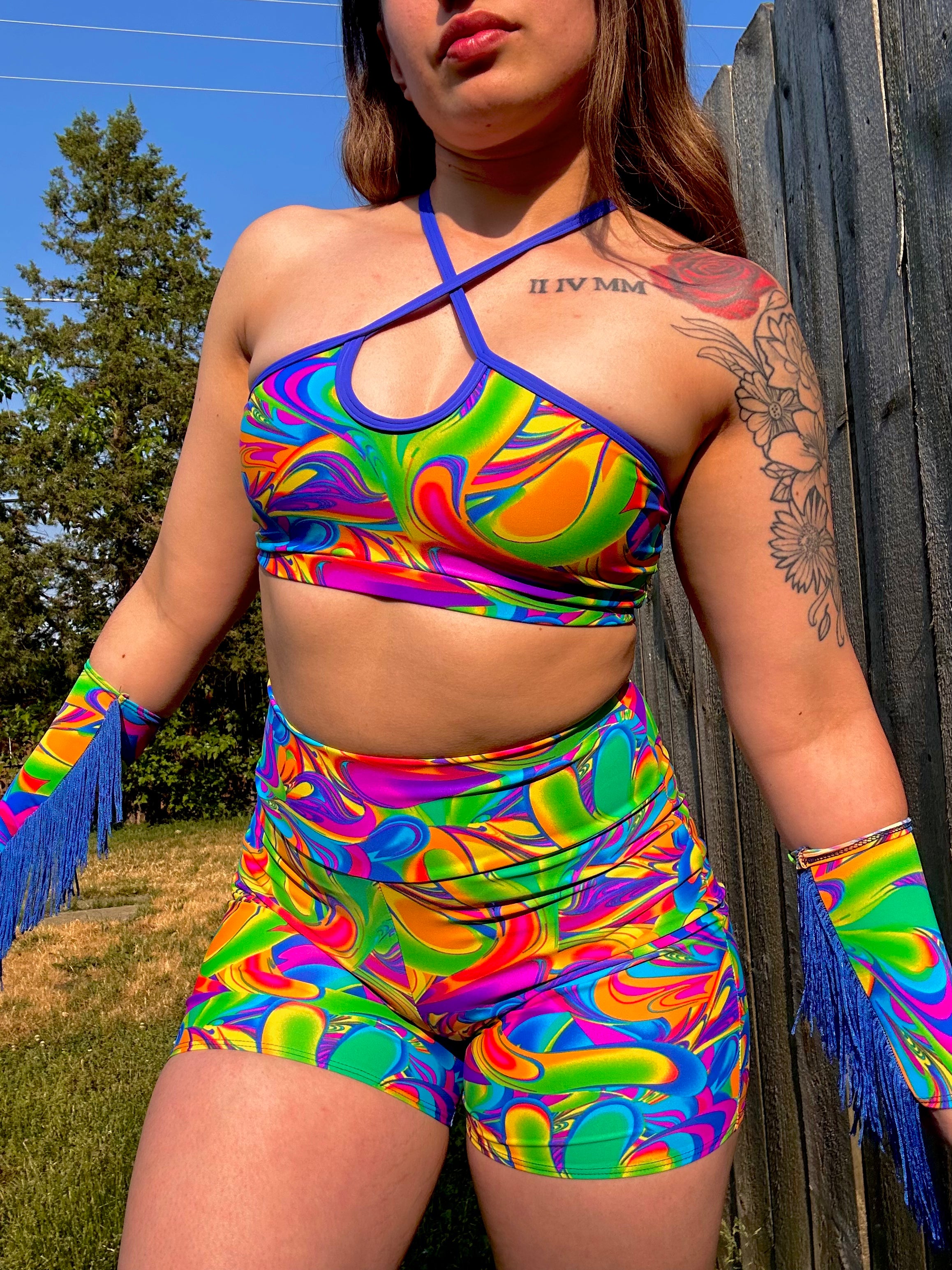 Rainbow biker 2025 short set