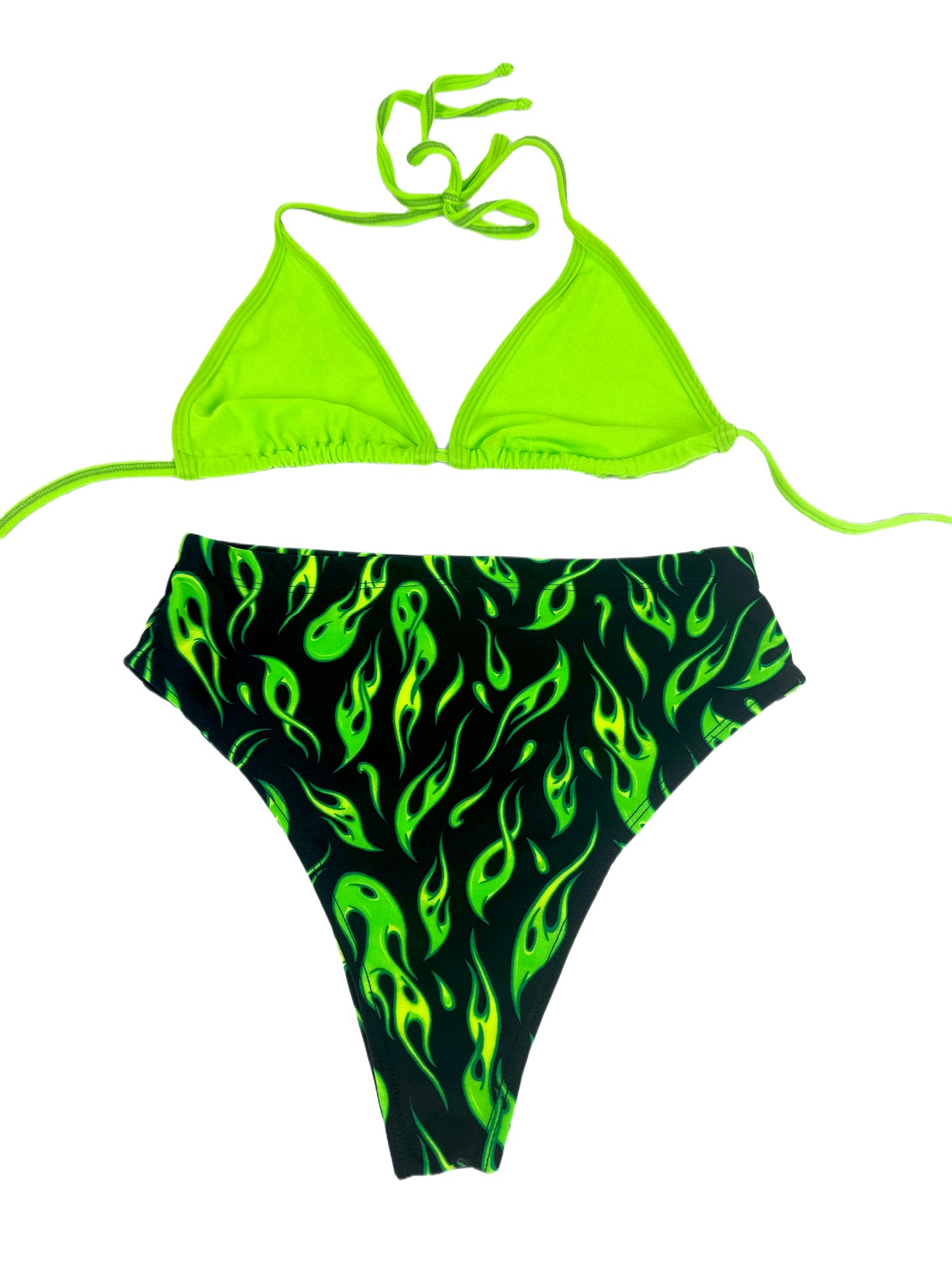 SMALL- Blaze Green Cheeky Bottoms / MEDIUM- Neon Green Triangle Top