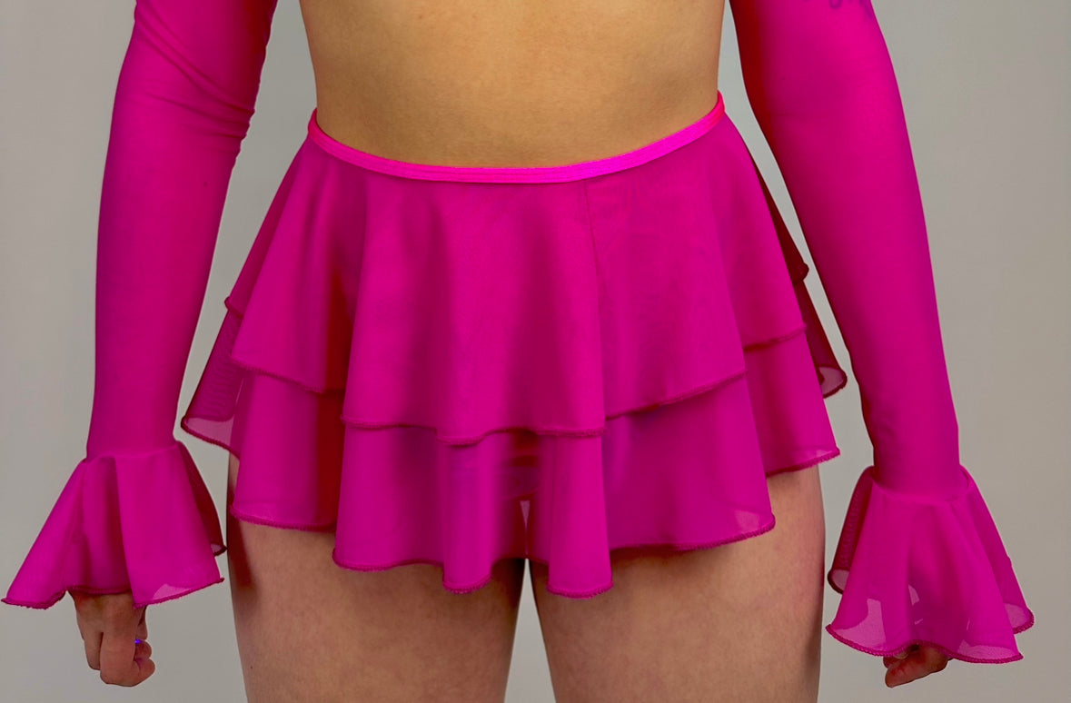 Neon Pink Mesh Wrap Skirt